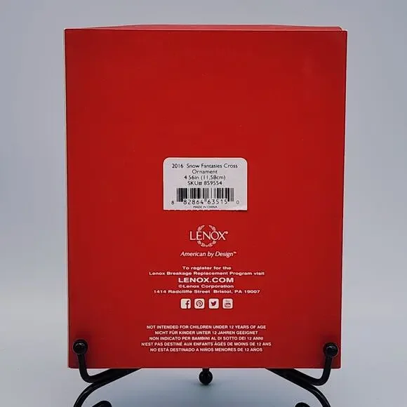 Lenox 2016 Snow Fantasies Cross Christmas Ornament w Box 859554 Excellent Cond - Picture 5 of 8